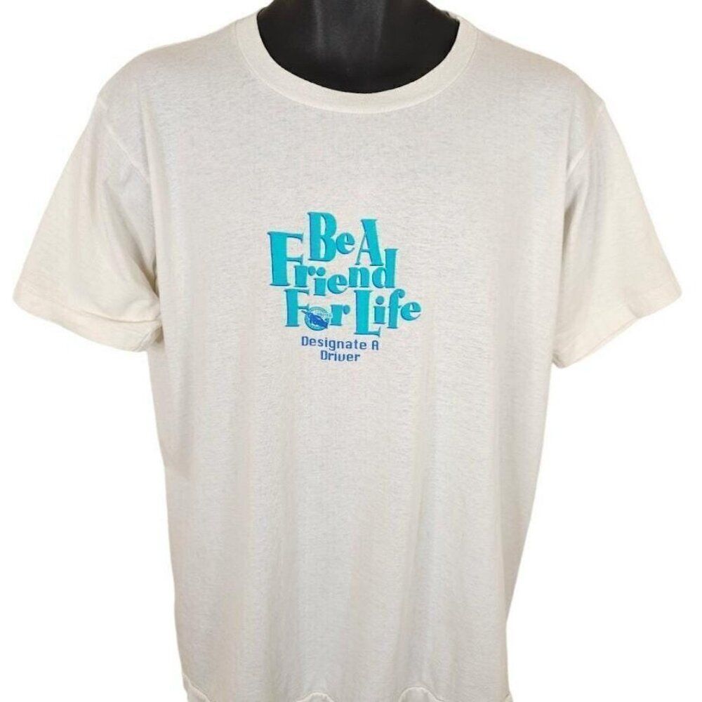 Vintage Designated Driver T Shirt Mens Size XL White 80s Friend For Life USA